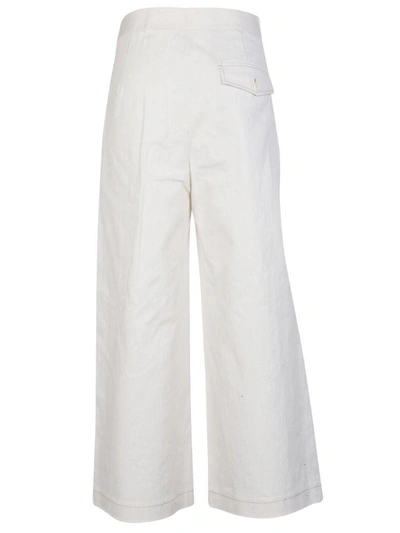 Shop Helmut Lang Wide Leg Trousers In Bianco