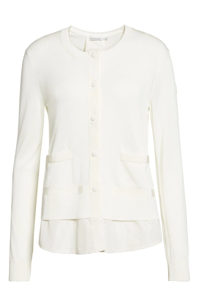 Shop Moncler Tricot Cardigan In Ivory