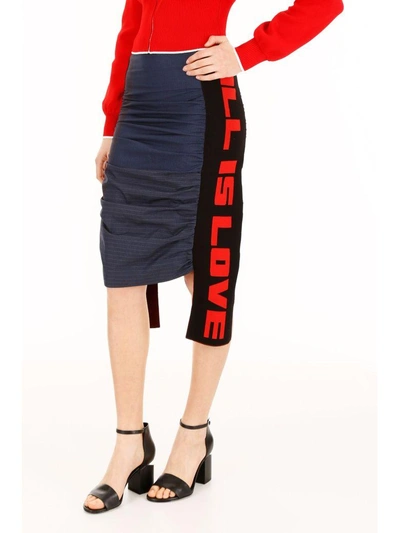 Shop Stella Mccartney All Is Love Micro Check Skirt In Ink (blue)