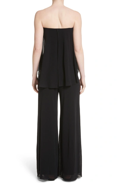 Shop Fuzzi Popover Strapless Floral Print Tulle Jumpsuit In Nero