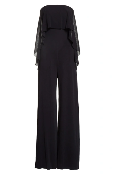Shop Fuzzi Popover Strapless Floral Print Tulle Jumpsuit In Nero