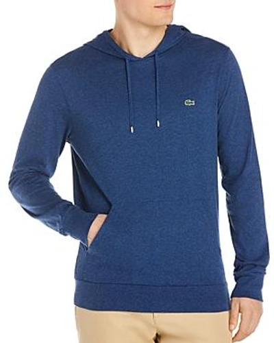 Shop Lacoste Long Sleeve Jersey Hooded Tee In Anchor Chine Blue