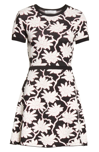 Shop Valentino Rhododendron Jacquard Dress In Black