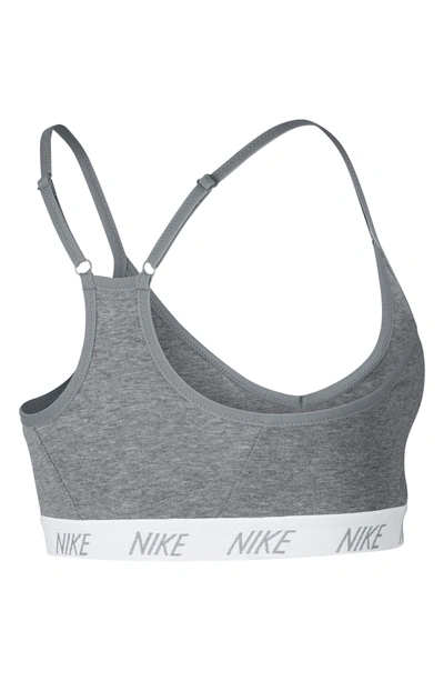 Shop Nike Indy Dry Soft Sports Bra In Carbon Heather/ White/ Black