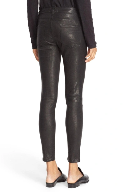 Shop Frame 'le Skinny' Lambskin Leather Pants In Washed Black