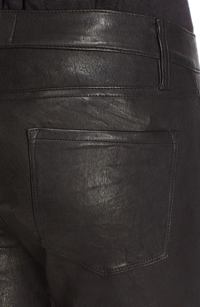 Shop Frame 'le Skinny' Lambskin Leather Pants In Washed Black