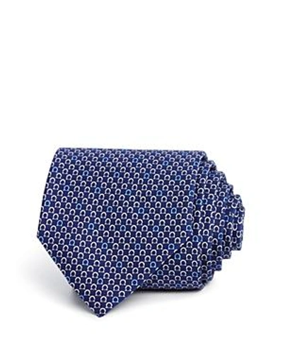 Shop Ferragamo Micro Gancini Classic Tie In Navy/blue