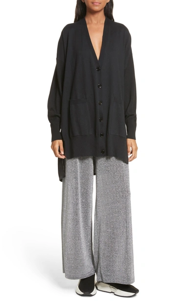 Metallic Jersey Wide Leg Pants In Grey