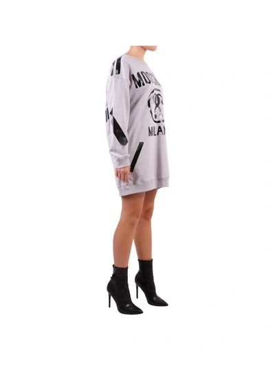Shop Moschino Cotton Sweatshirt Dress In Grey