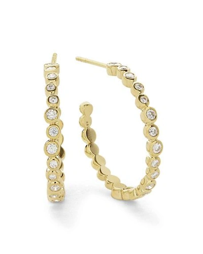 Shop Ippolita Stardust Medium Hoop Earrings In 18k Gold With Diamonds In White