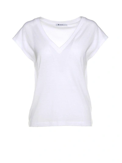 Shop Alexander Wang T V-neck Superfine Cotton-jersey T-shirt In Bianco