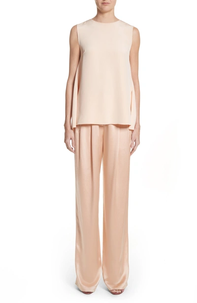 Shop Adam Lippes Knot Back Silk Crepe Top In Peach