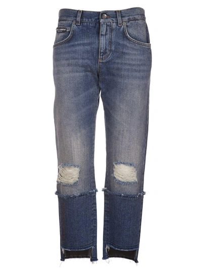 Shop Dolce & Gabbana Ripped Jeans In Denim