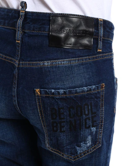 Shop Dsquared2 Pants "be Cool Be Nice" In Denim