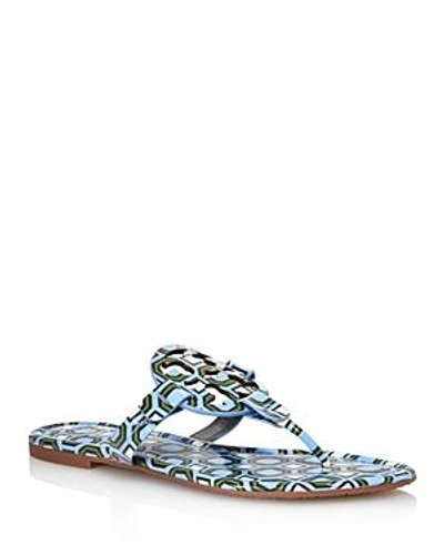 Shop Tory Burch Women's Miller Patent Leather Thong Sandals In Light Chambray