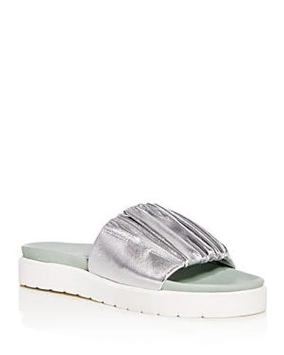 Shop Daniella Lehavi Women's Sahara Soft Leather Platform Slide Sandals In Silver