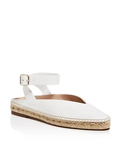 Shop Stuart Weitzman Women's Toga Leather Espadrille Ankle Strap Flats In Off White