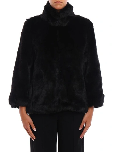 Shop Michael Kors Faux Fur A-line Short Coat In Black