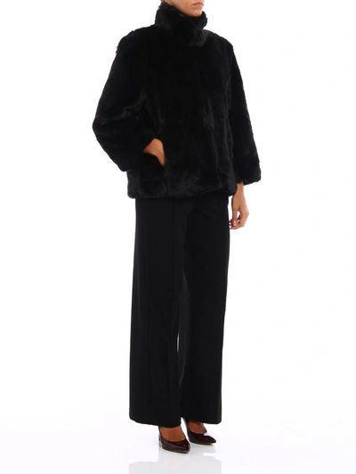 Shop Michael Kors Faux Fur A-line Short Coat In Black
