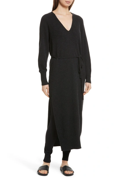Shop Vince Wool & Cashmere Side Slit Maxi Dress In Heather Carbon