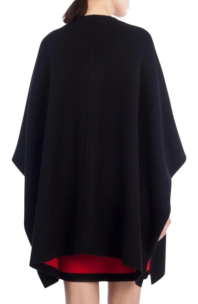 Shop Akris Reversible Double Face Cashmere Cape In Black Love Water Lily