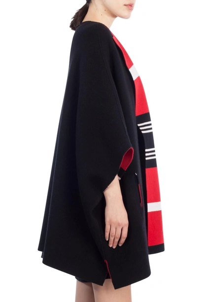 Shop Akris Reversible Double Face Cashmere Cape In Black Love Water Lily