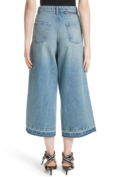 Shop Monse Shifted Zip Crop Wide Leg Jeans In Blue