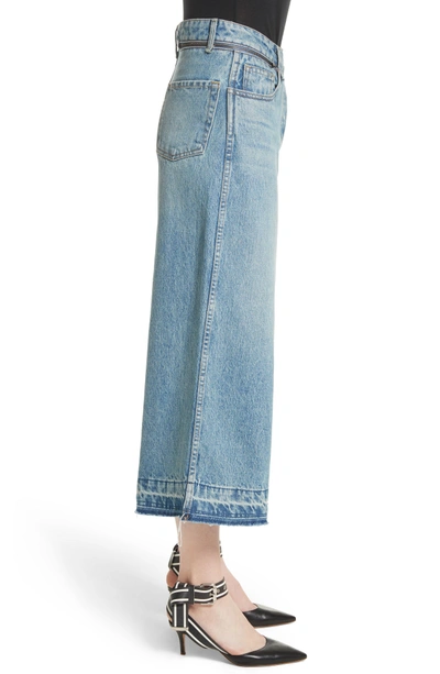 Shop Monse Shifted Zip Crop Wide Leg Jeans In Blue
