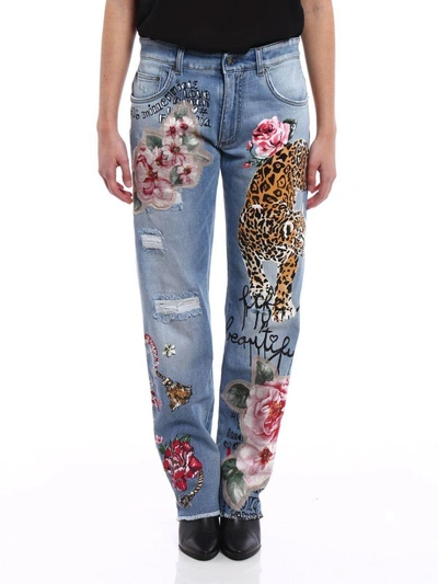 Shop Dolce & Gabbana 5 Pocket Denim Pants In Svariante Abbinata