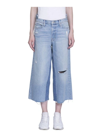 Shop Frame Cropped Denim Cotton Jeans In Azzurro