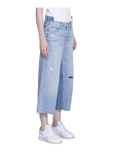 Shop Frame Cropped Denim Cotton Jeans In Azzurro