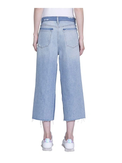 Shop Frame Cropped Denim Cotton Jeans In Azzurro