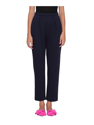 Shop Delpozo Pleated Viscose Trousers In Blu