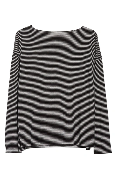 Shop Vince Stripe Boatneck Tee In Black/ Vanilla