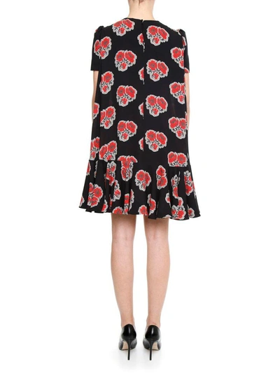 Shop Alexander Mcqueen Poppy Georgette Dress In Black Red