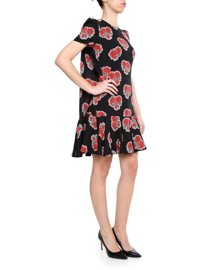 Shop Alexander Mcqueen Poppy Georgette Dress In Black Red