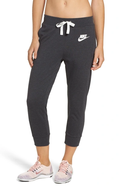 Shop Nike Sportswear Gym Capris In Black Heather/ Sail