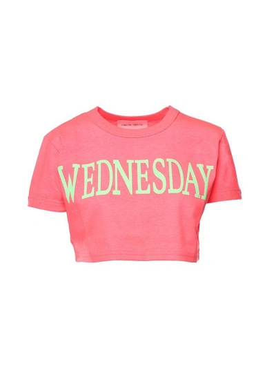 Shop Alberta Ferretti Wednesday Cotton-jersey Cropped T-shirt In Arancio