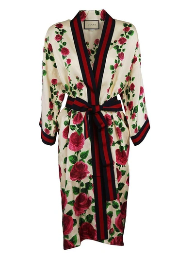 Shop Gucci Rose Garden Print Dress In White