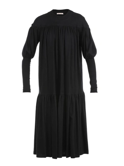 Shop Marni Cotton Dress In Black
