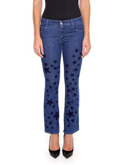 Shop Stella Mccartney Organic Cotton Jeans With Star Print In Midnight|blu