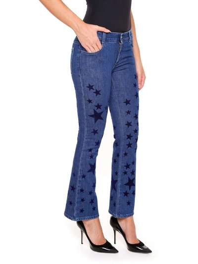 Shop Stella Mccartney Organic Cotton Jeans With Star Print In Midnight|blu