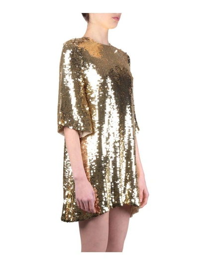 Shop Amen Georgette Dress In Oro