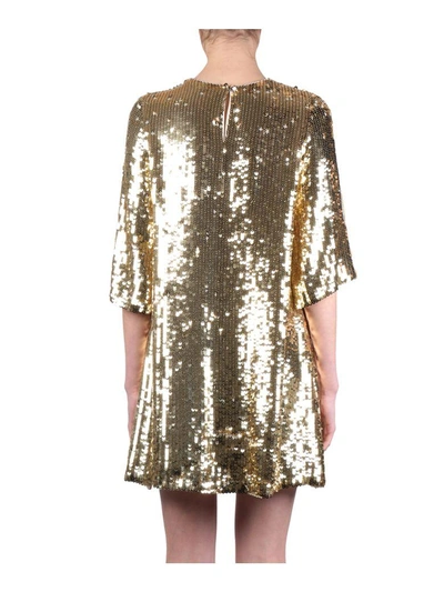 Shop Amen Georgette Dress In Oro