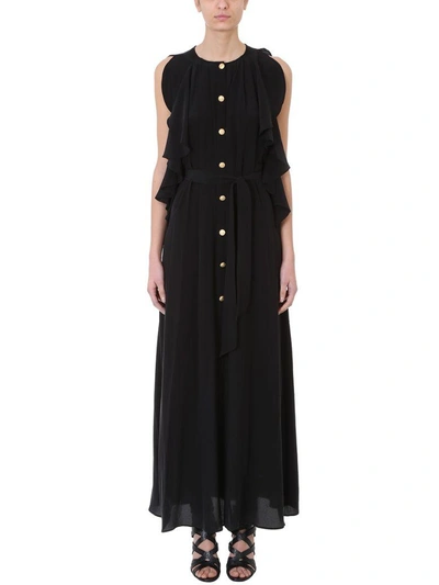 Shop Pierre Balmain Black Silk Long Dress