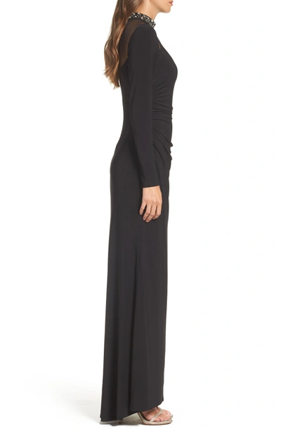 Shop Vince Camuto Mesh Panel Gown In Black