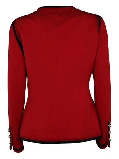 Shop Gucci Embellished Button Jacket In Red