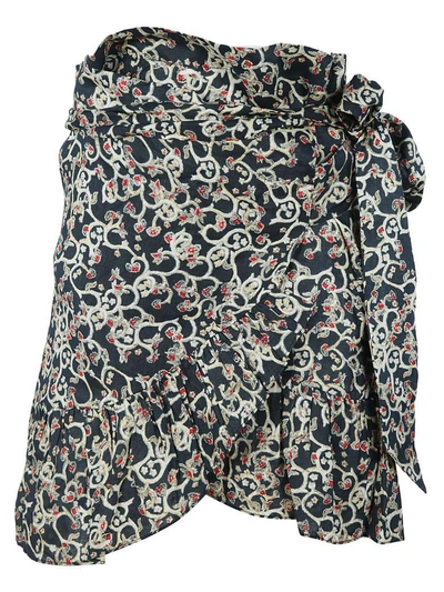 Shop Isabel Marant Mini Wrap Floral Skirt In Black