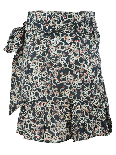 Shop Isabel Marant Mini Wrap Floral Skirt In Black