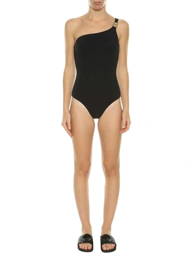 Shop Tory Burch One-shoulder Swimsuit In Nero